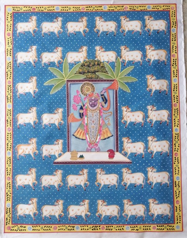 pichwai Krishna with Cows
